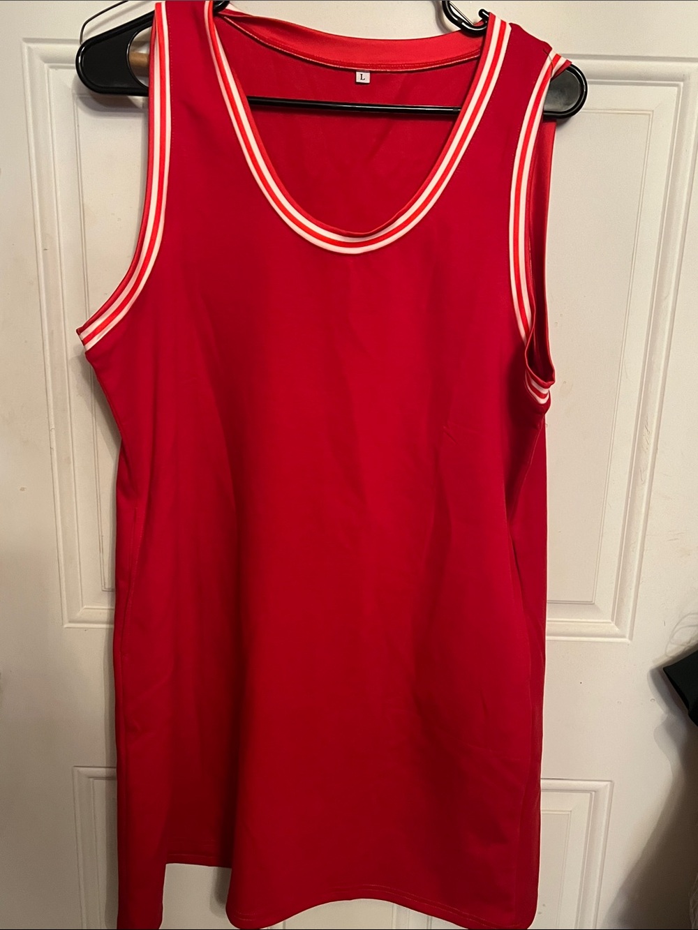 Source Unknown Red Sleeveless Shift Dress with White Trim